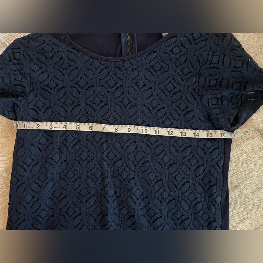 Market & Spruce Rich Navy Blouse, Sheer Short Sleeve Women’s Size Small - Picture 15 of 15
